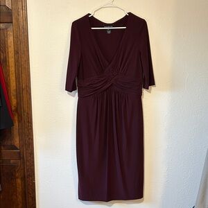 Jones New York Deep Burgundy elbow Sleeve Dress